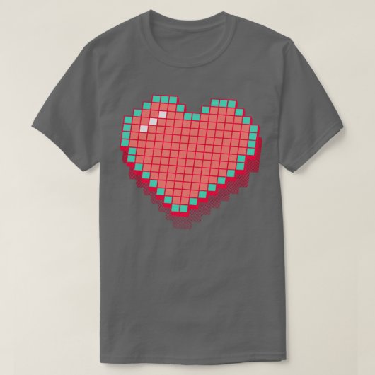 T-shirt Coeur de pixels rétro rose 3D RxTp (Design devant)
