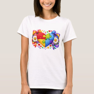 T-shirt Cœur de puzzle de sensibilisation à l'autisme Ruba