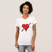 T-shirt Coeur de rouge de badminton (Devant entier)