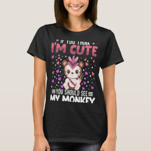 T-shirt Coeur de singe Saint-Valentin Animal pour les femm