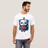 T-shirt Coeur de tenue de robot mignon - Amour adorable et (Devant entier)