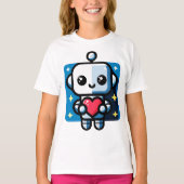 T-shirt Coeur de tenue de robot mignon - Amour adorable et (Devant)