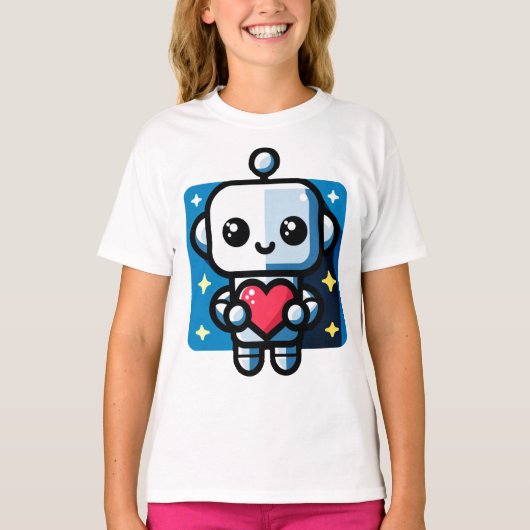 T-shirt Coeur de tenue de robot mignon - Amour adorable et (Devant)