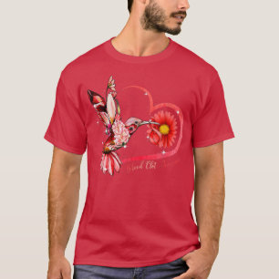 T-shirt Coeur de tournesol de colibri Coeur de ruban rouge