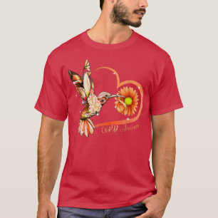 T-shirt Coeur de tournesol de colibri Orange Ribbon COPD A