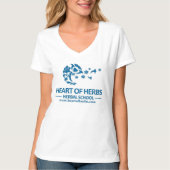 T-shirt Coeur de V-Cou de fines herbes de logo d'école (Devant)