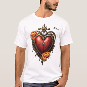 T-shirt Coeur de vapeur avec fleurs.