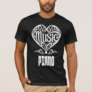 T-shirt Coeur défilé élégant pour les amateurs de piano