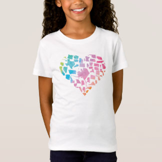 T-Shirt Coeur des Etats-Unis d'aquarelle
