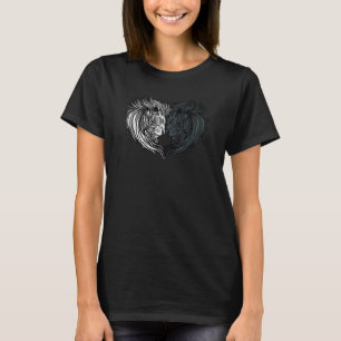 T-shirt Coeur Des Lions Forêt Africaine Noire Et Blanche