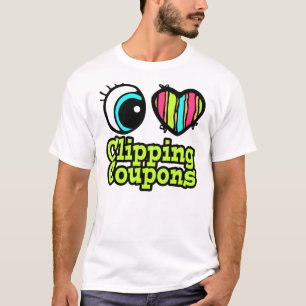T-shirt Coeur des yeux brillants J'aime Coupons d'écrêtage