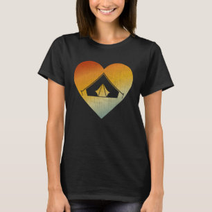 T-shirt Coeur détendu Style Rétro Hommes Femmes Camping