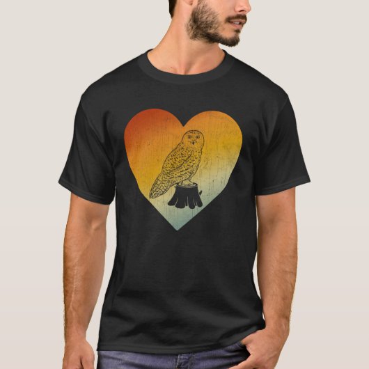 T-shirt Coeur détendu Style rétro Hommes Femmes Chouette n (Devant)