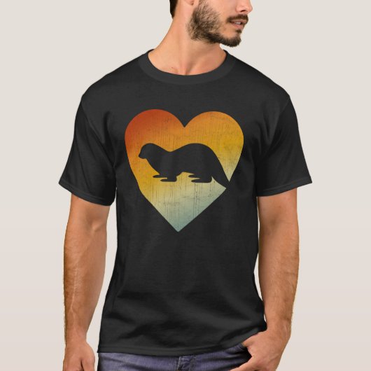 T-shirt Coeur détendu Style Rétro Hommes Femmes Otter (Devant)