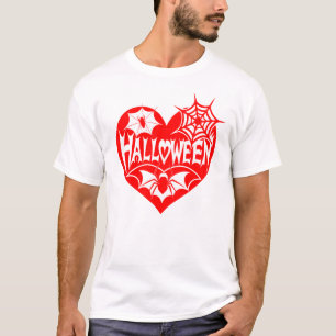 T-shirt Cœur d'Halloween, Forme de cœur rouge, Toile d'ara