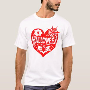 T-shirt Cœur d'Halloween, Forme de cœur rouge, Toile d'ara