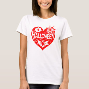 T-shirt Cœur d'Halloween, Forme de cœur rouge, Toile d'ara