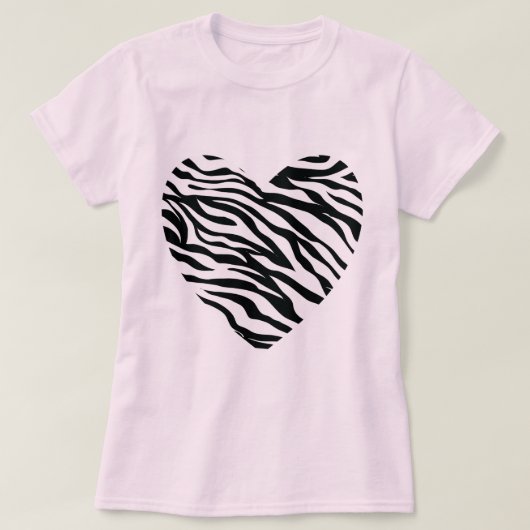 T-shirt Coeur d'impression de zèbre (Design devant)