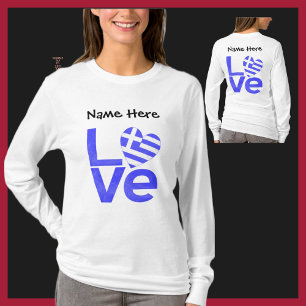 T-shirt Cœur drapeau bleu Grèce LOVE Personnalisé 