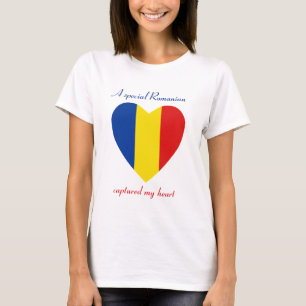 T-Shirt Cœur Drapeau de la Roumanie