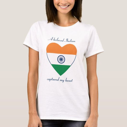 T-Shirt Cœur Drapeau de l'Inde (Devant)