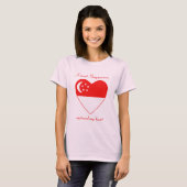T-Shirt Cœur Drapeau de Singapour (Devant entier)