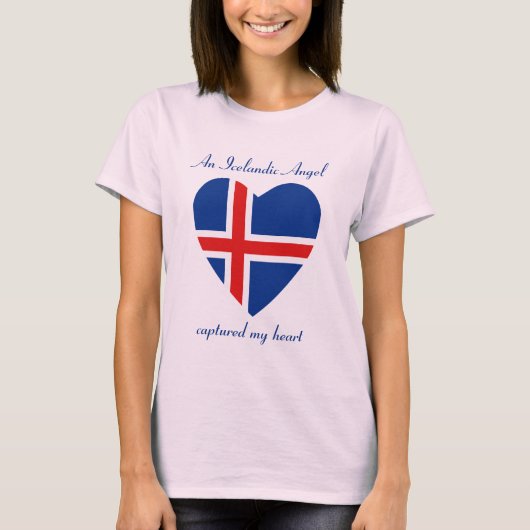 T-Shirt Cœur Drapeau d'Islande (Devant)