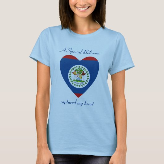 T-Shirt Cœur Drapeau du Belize (Devant)
