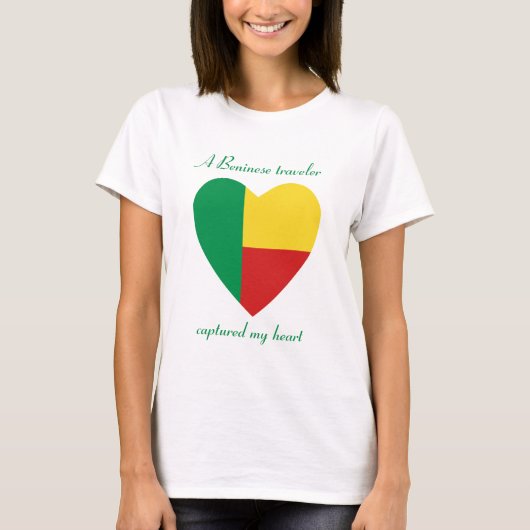 T-Shirt Cœur Drapeau du Bénin (Devant)