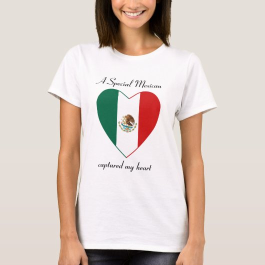 T-Shirt Cœur Drapeau du Mexique (Devant)