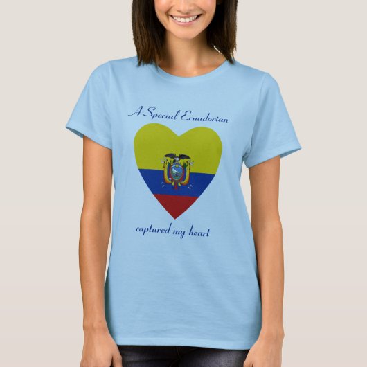 T-Shirt Cœur Drapeau Équateur (Devant)