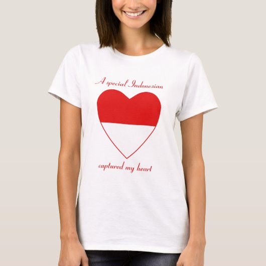 T-Shirt Cœur Drapeau Indonésie (Devant)