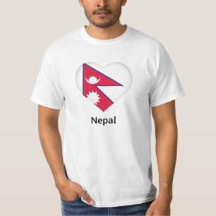 T-shirt Coeur - Drapeau Népal