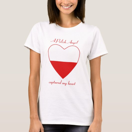 T-Shirt Cœur Drapeau Pologne (Devant)