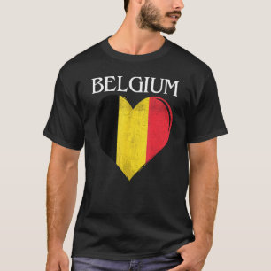T-shirt Coeur Drapeau vintage Belgique pour Belge