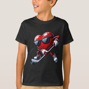 T-shirt Cœur drôle jouant au hockey à la Saint-Valentin po