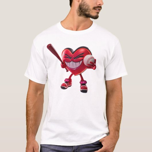T-shirt Coeur drôle Jouer au baseball (Devant)