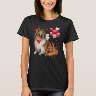 T-shirt Coeur du ballon Collie Robe Cute Coeur de Saint Va