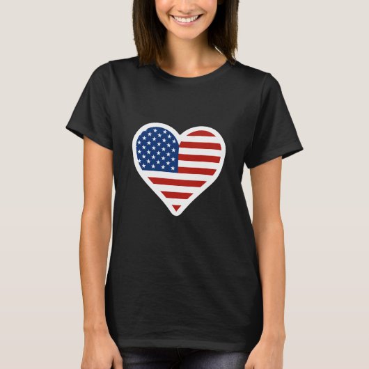 T-shirt Coeur du drapeau américain (Devant)