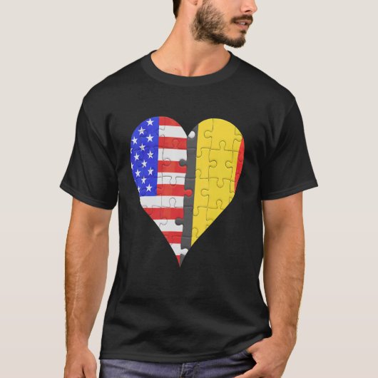 T-shirt Coeur du drapeau américain (Devant)