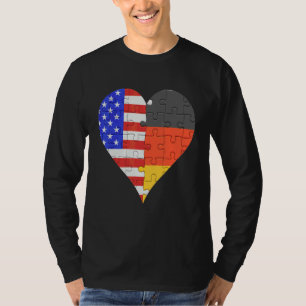 T-shirt Coeur du drapeau américain allemand