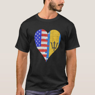 T-shirt Coeur du drapeau américain de la Barbade