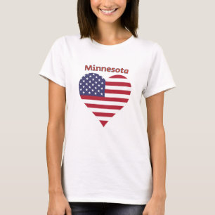 T-shirt Coeur du drapeau américain du Minnesota