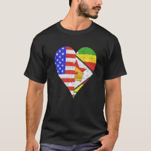 T-shirt Coeur du drapeau américain du Zimbabwe