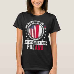 T-shirt Coeur du drapeau américain polonais du patriote po
