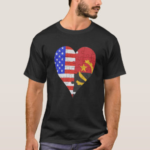 T-shirt Coeur du drapeau angolais américain