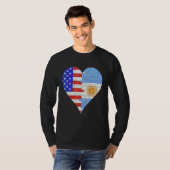 T-shirt Coeur du drapeau argentin américain (Devant entier)