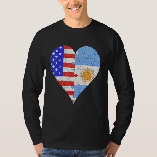T-shirt Coeur du drapeau argentin américain (Devant)