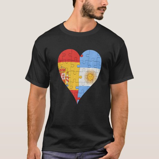 T-shirt Coeur du drapeau argentin espagnol (Devant)