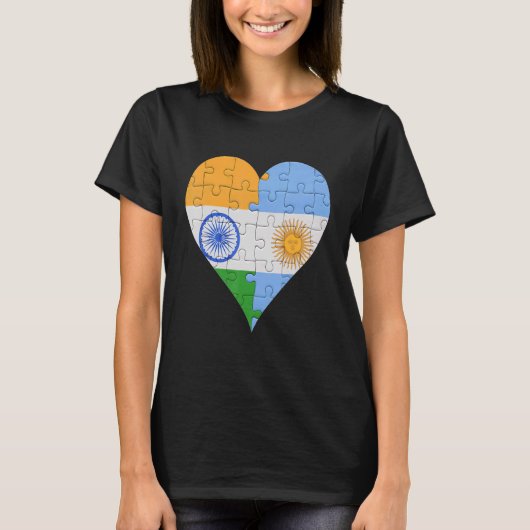 T-shirt Coeur du drapeau argentin indien (Devant)